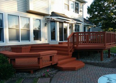 deck with red colored finish