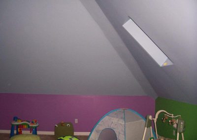 child's room with green and pink paint