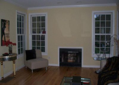 a yellow painted room